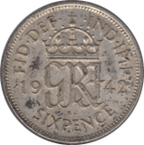 1942 SIXPENCE ( EF ) 7 - Sixpence - Cambridgeshire Coins
