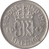 1942 SIXPENCE ( UNC ) - Sixpence - Cambridgeshire Coins