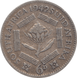 1942 SOUTH AFRICA SILVER SIXPENCE - SILVER WORLD COINS - Cambridgeshire Coins