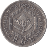 1942 SOUTH AFRICA SILVER SIXPENCE - SILVER WORLD COINS - Cambridgeshire Coins