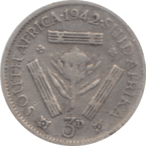 1942 SOUTH AFRICA SILVER THREEPENCE - SILVER WORLD COINS - Cambridgeshire Coins