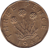 1942 THREEPENCE ( UNC ) BRASS - Threepence - Cambridgeshire Coins