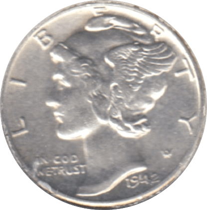 1942 USA SILVER 1 DIME - SILVER WORLD COINS - Cambridgeshire Coins