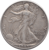 1942 USA SILVER HALF DOLLAR - WORLD COINS - Cambridgeshire Coins