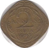 1943 2 ANNAS INDIA - WORLD COINS - Cambridgeshire Coins