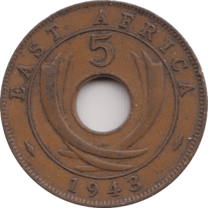 1943 5 CENTS EAST AFRICA - WORLD COINS - Cambridgeshire Coins