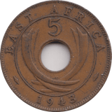 1943 5 CENTS EAST AFRICA - WORLD COINS - Cambridgeshire Coins
