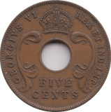 1943 5 CENTS EAST AFRICA - WORLD COINS - Cambridgeshire Coins