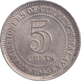 1943 5 CENTS MALAYA - WORLD COINS - Cambridgeshire Coins