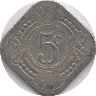 1943 5 CENTS NETHERLANDS - WORLD COINS - Cambridgeshire Coins