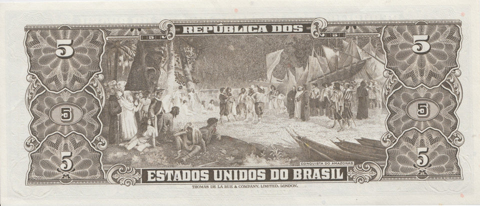 1943 5 CRUZEIROS BANKNOTE BRAZIL REF 583 - World Banknotes - Cambridgeshire Coins