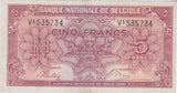 1943 5 FRANCS BANKNOTE BELGIUM REF 1468 - World Banknotes - Cambridgeshire Coins