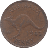 1943 AUSTRALIA PENNY - WORLD COINS - Cambridgeshire Coins