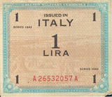 1943 BANK OF ITALY ONE LIRE BANKNOTE REF 1264 - World Banknotes - Cambridgeshire Coins