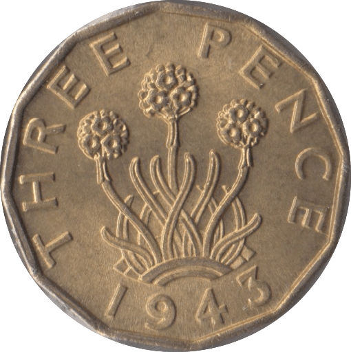 1943 BRASS THREEPENCE ( BU ) - Threepence - Cambridgeshire Coins