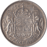 1943 CANADA SILVER 50 CENTS - SILVER WORLD COINS - Cambridgeshire Coins
