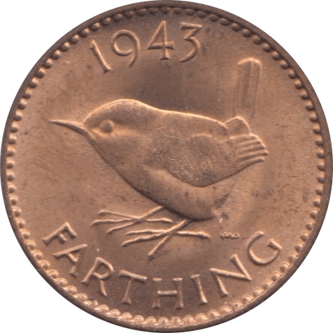 1943 FARTHING ( UNC ) B - Farthing - Cambridgeshire Coins