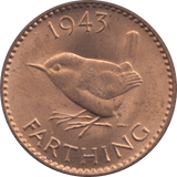 1943 FARTHING ( UNC ) B - Farthing - Cambridgeshire Coins