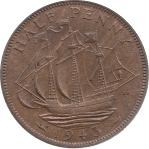 1943 HALFPENNY ( UNC ) 26 - Halfpenny - Cambridgeshire Coins