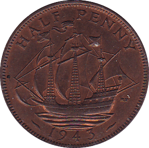 1943 HALFPENNY ( UNC ) - Halfpenny - Cambridgeshire Coins