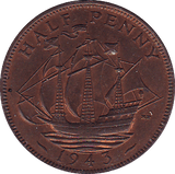 1943 HALFPENNY ( UNC ) - Halfpenny - Cambridgeshire Coins