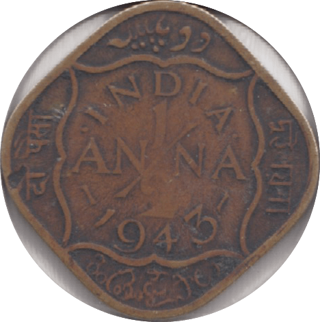 1943 INDIA HALF ANNA - WORLD COINS - Cambridgeshire Coins