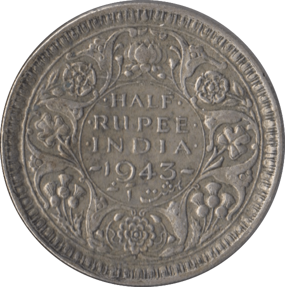 1943 INDIA HALF RUPEE - WORLD COINS - Cambridgeshire Coins