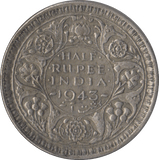 1943 INDIA HALF RUPEE - WORLD COINS - Cambridgeshire Coins