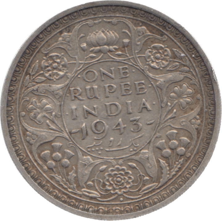 1943 INDIA SILVER ONE RUPEE - WORLD COINS - Cambridgeshire Coins