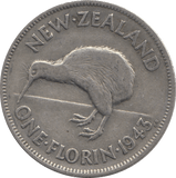 1943 ONE FLORIN NEW ZEALAND SILVER - SILVER WORLD COINS - Cambridgeshire Coins