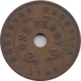 1943 ONE PENNY SOUTHERN RHODESIA / ZIMBABWE - WORLD COINS - Cambridgeshire Coins