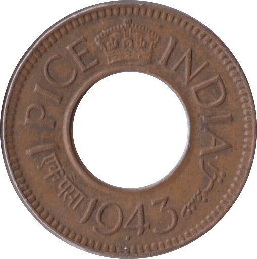 1943 ONE PICE INDIA - WORLD COINS - Cambridgeshire Coins