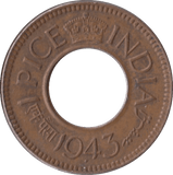 1943 ONE PICE INDIA - WORLD COINS - Cambridgeshire Coins