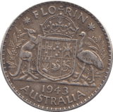 1943 S SILVER FLORIN TWO SHILLING AUSTRALIA SILVER - SILVER WORLD COINS - Cambridgeshire Coins