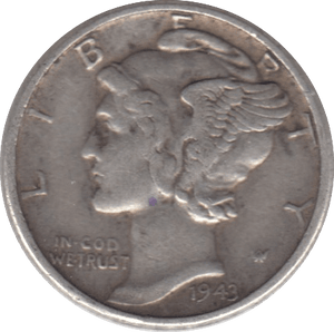 1943 SILVER 1 DIME USA - SILVER WORLD COINS - Cambridgeshire Coins