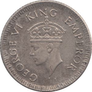 1943 SILVER 1/4 RUPEE INDIA 3 - SILVER WORLD COINS - Cambridgeshire Coins
