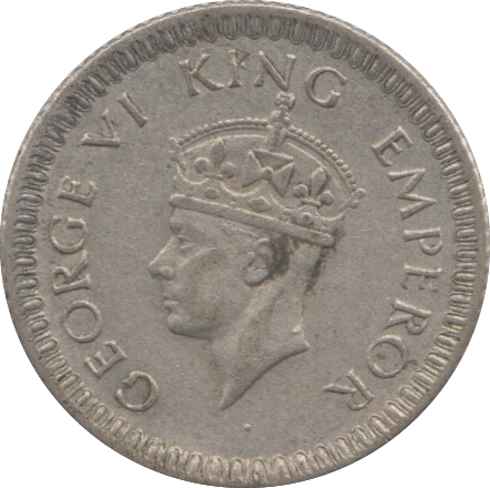 1943 SILVER 1/4 RUPEE INDIA 6 - SILVER WORLD COINS - Cambridgeshire Coins