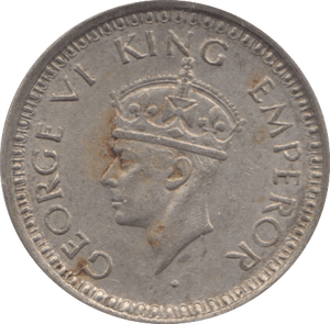 1943 SILVER 1/4 RUPEE INDIA - SILVER WORLD COINS - Cambridgeshire Coins