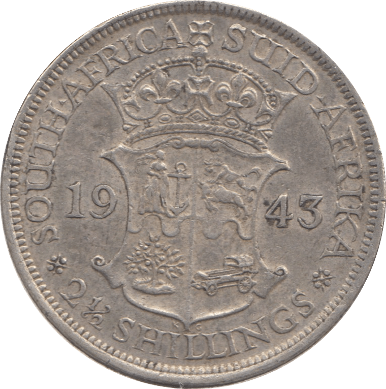 1943 SILVER 2 1/2 SHILLING SOUTH AFRICA - SILVER WORLD COINS - Cambridgeshire Coins
