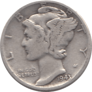 1943 SILVER DIME USA - SILVER WORLD COINS - Cambridgeshire Coins