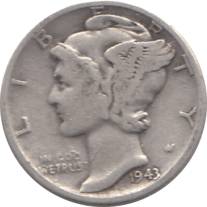 1943 SILVER DIME USA - SILVER WORLD COINS - Cambridgeshire Coins