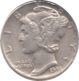 1943 SILVER DIME USA - SILVER WORLD COINS - Cambridgeshire Coins