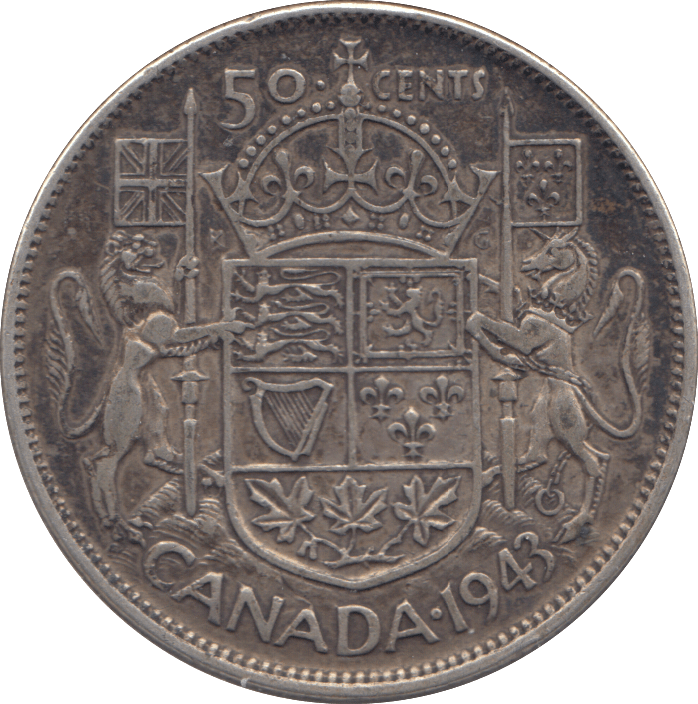1943 SILVER FIFTY CENTS CANADA - SILVER WORLD COINS - Cambridgeshire Coins