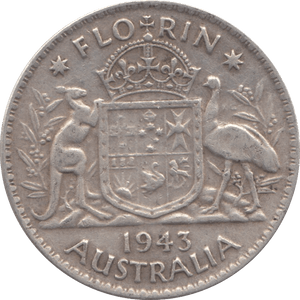 1943 SILVER FLORIN AUSTRALIA - SILVER WORLD COINS - Cambridgeshire Coins