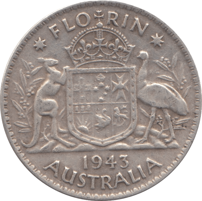 1943 SILVER FLORIN AUSTRALIA - SILVER WORLD COINS - Cambridgeshire Coins