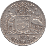 1943 SILVER FLORIN AUSTRALIA - SILVER WORLD COINS - Cambridgeshire Coins