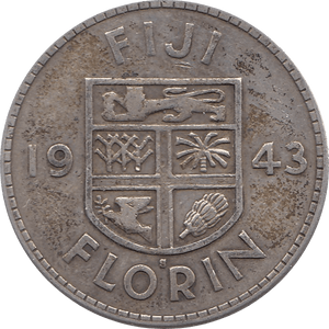 1943 SILVER FLORIN FIJI REF H81 - SILVER WORLD COINS - Cambridgeshire Coins