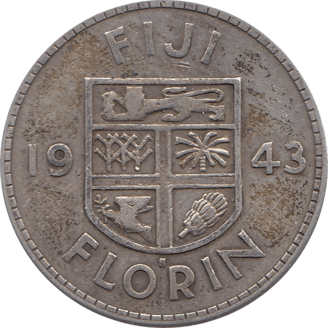 1943 SILVER FLORIN FIJI REF H81 - SILVER WORLD COINS - Cambridgeshire Coins