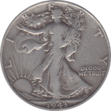 1943 SILVER HALF DOLLAR USA B - WORLD SILVER COINS - Cambridgeshire Coins