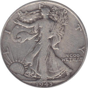 1943 SILVER HALF DOLLAR USA C - WORLD SILVER COINS - Cambridgeshire Coins